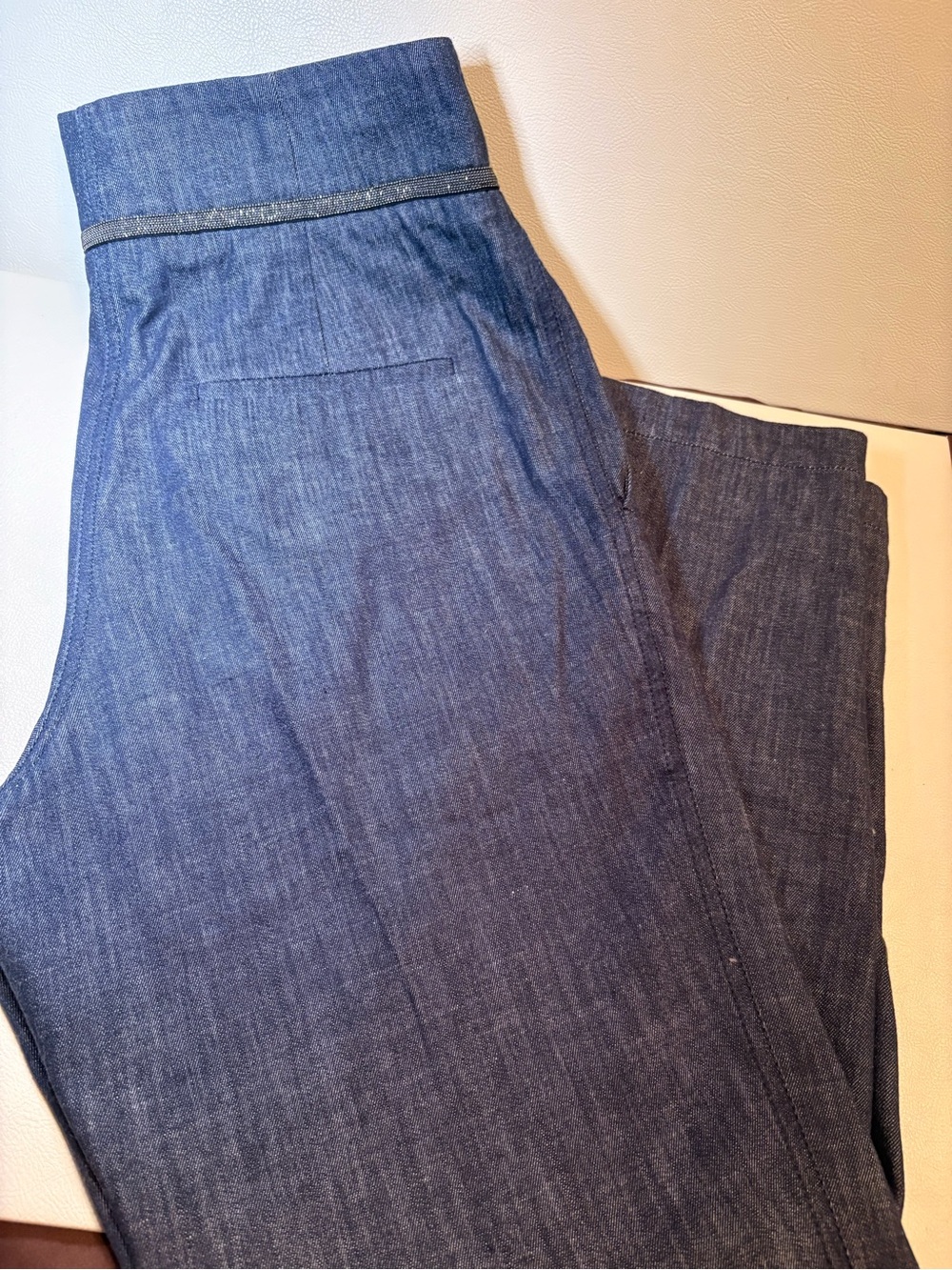 Brunello Cucinelli Monili Trim Chambray Trousers – Size 42 / US 6